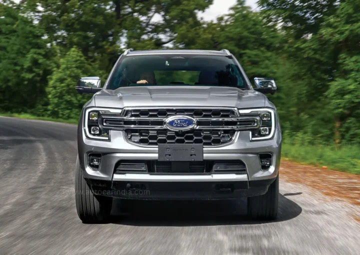 Silver SUV on a scenic road